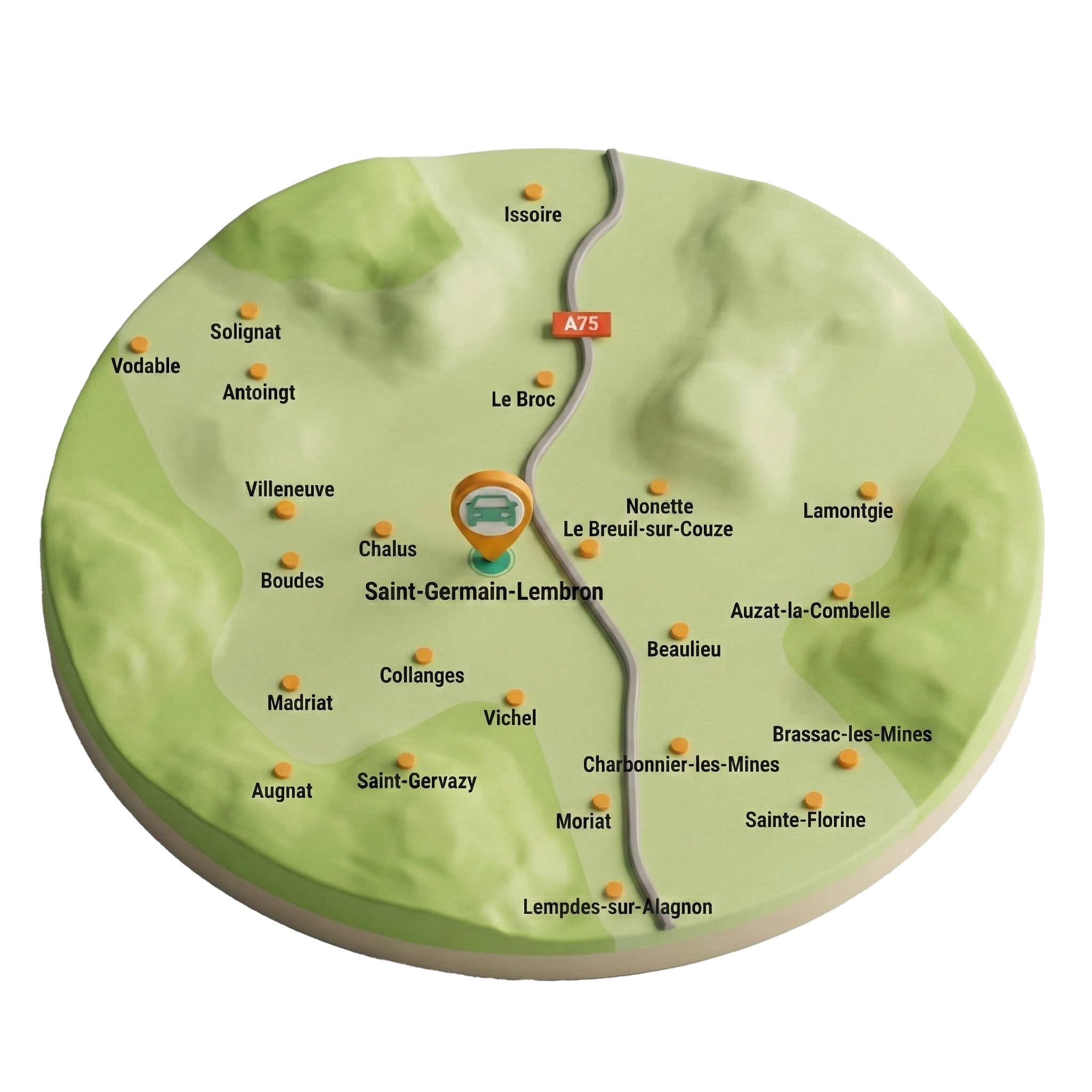Carte 3D Auvergne